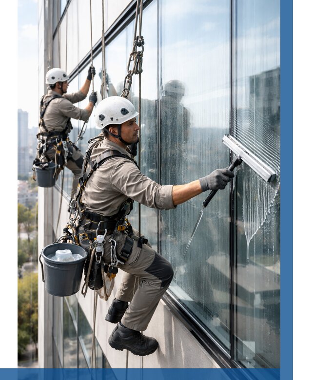 Мойка окон альпинистами в Березниках от 4635 р. | ВЫСОТНИК-Брз