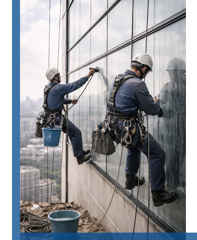 Профессиональная мойка фасадных окон альпинистами в Березниках