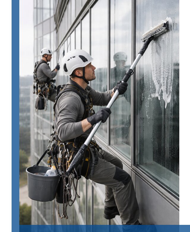 Высотная мойка сплошного остекления с выездом в Березниках