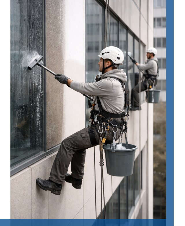 Мойка фасадов зданий в Березниках под ключ от 360 р. | ВЫСОТНИК-Брз