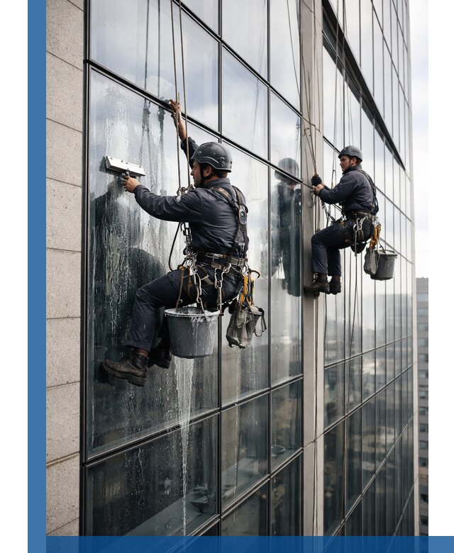 Профессиональная мойка стеклянных фасадов зданий в Березниках