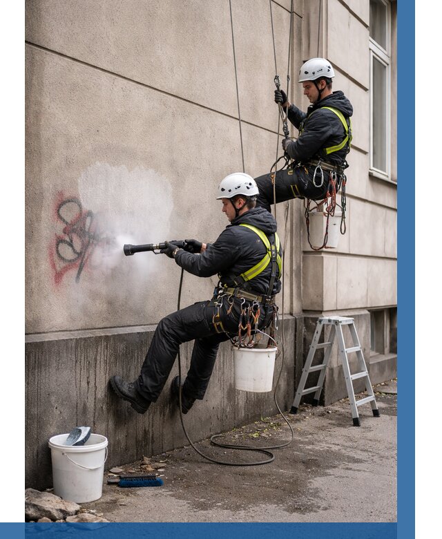 Удаление граффити с фасада в Березниках от 4635 р. | ВЫСОТНИК-Брз