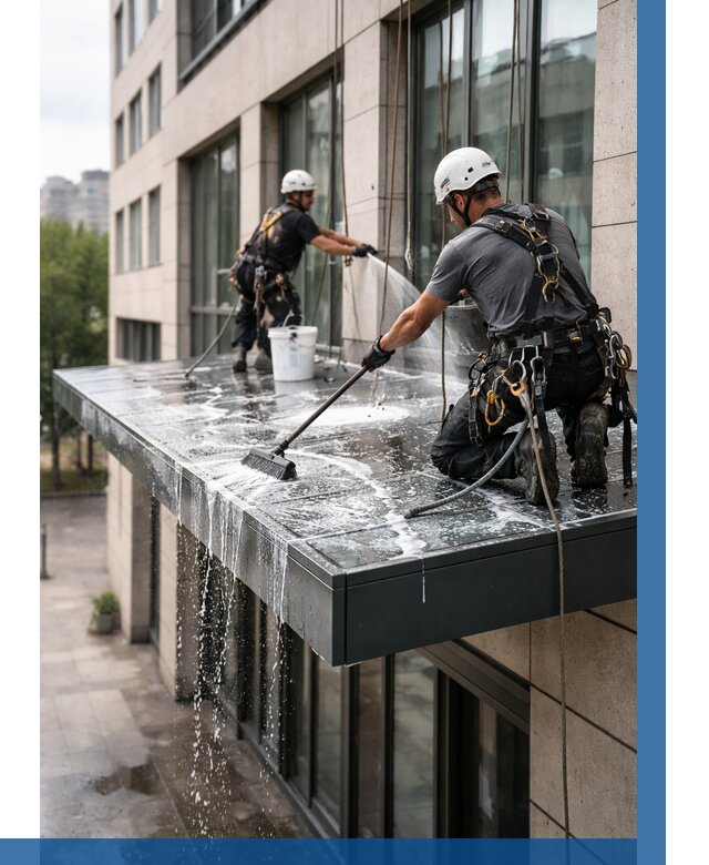 Мойка козырьков и навесов в Березниках от 3605 р. | ВЫСОТНИК-Брз