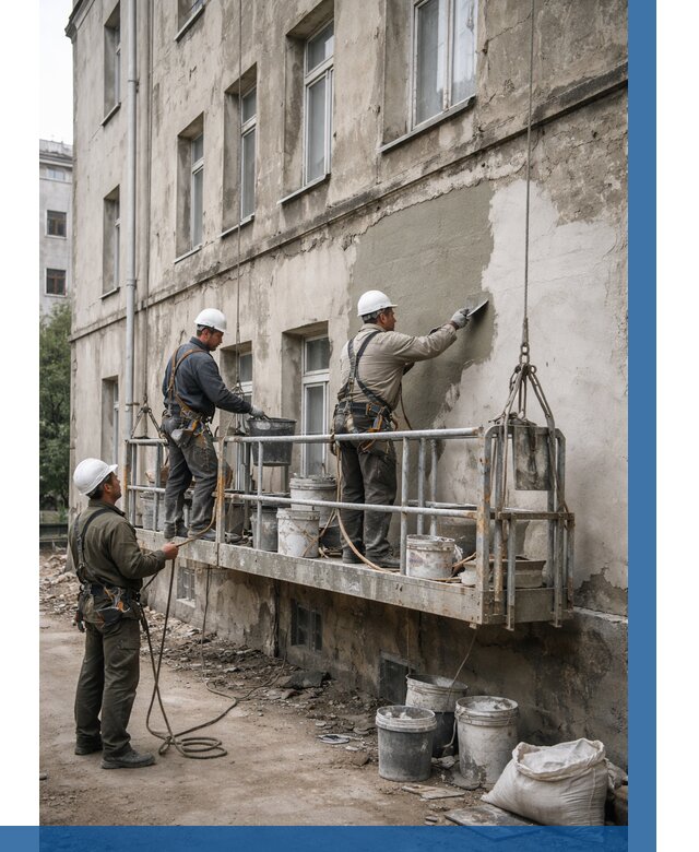 Капитальный ремонт фасада в Березниках от 4326 р. | ВЫСОТНИК-Брз