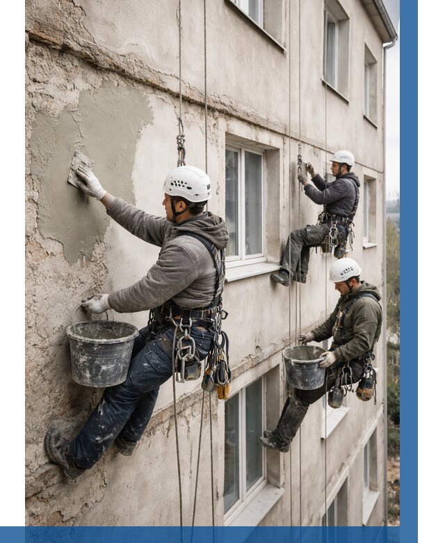 Ремонт штукатурного фасада в Березниках от 772 р. под ключ | ВЫСОТНИК-Брз