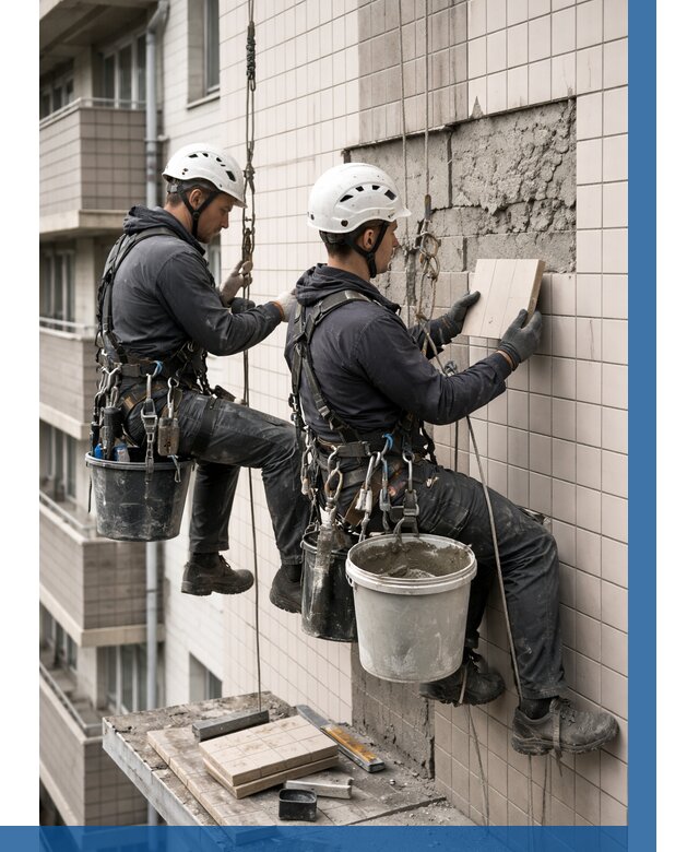 Ремонт облицовки фасада плиткой в Березниках от 1854 р. | ВЫСОТНИК-Брз