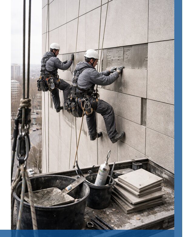 Ремонт фасада из керамогранита в Березниках от 2575 р. | ВЫСОТНИК-Брз