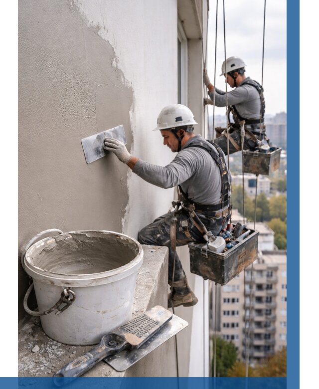 Шпаклевка фасада на высоте в Березниках от 721 р. | ВЫСОТНИК-Брз