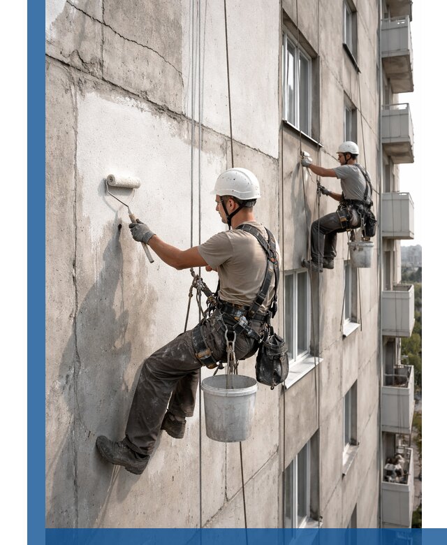 Покраска бетонного фасада в Березниках для жилых и промышленных объектов