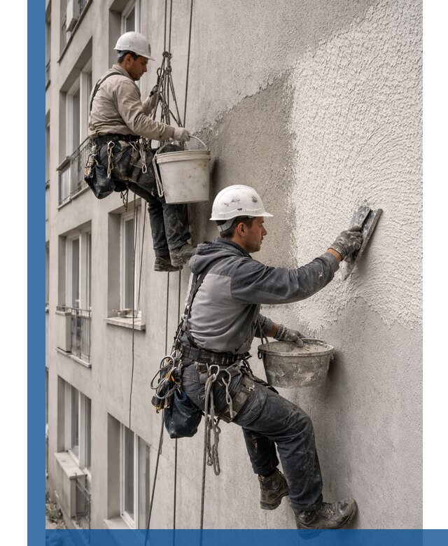 Нанесение декоративной штукатурки короед на фасад в Березниках