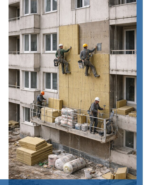 Утепление фасада минватой в Березниках от 1545 р. | ВЫСОТНИК-Брз