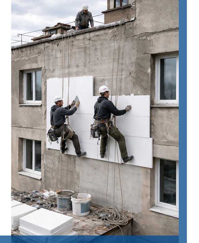 Утепление фасада пенополистиролом в Березниках от 1854 р. | ВЫСОТНИК-Брз