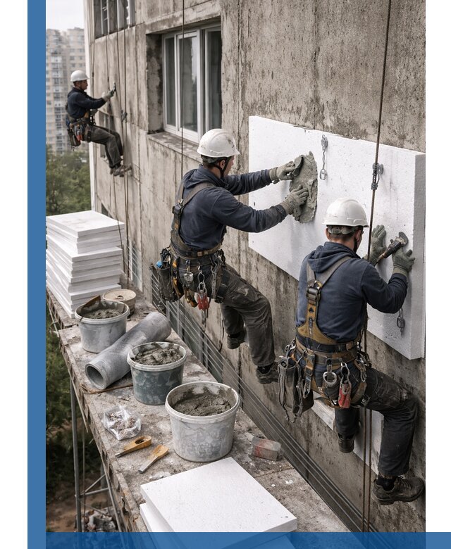 Утепление фасада пенополистиролом в Березниках под ключ