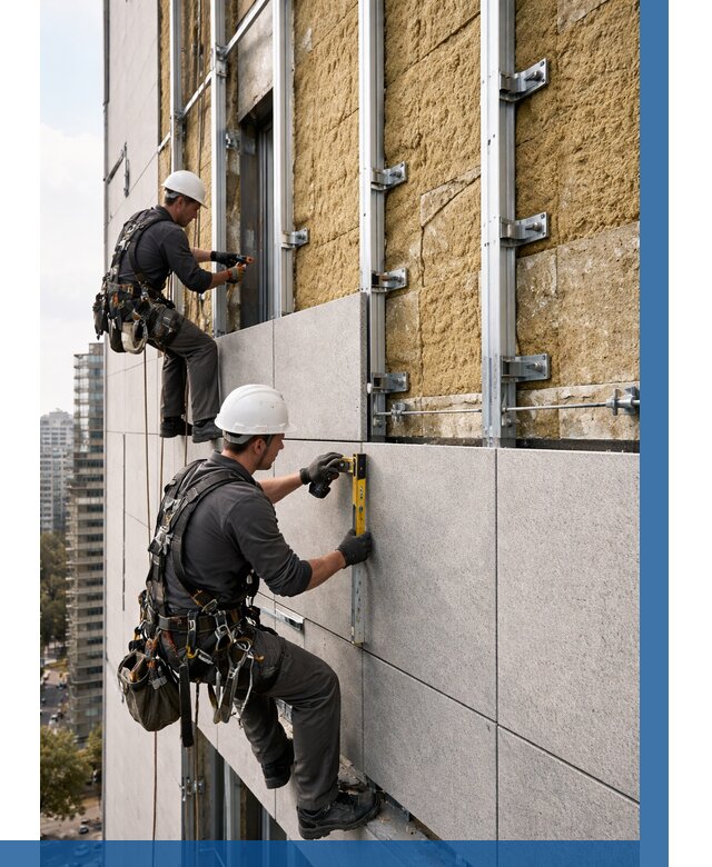 Монтаж вентилируемого фасада в Березниках от 3605 р. | ВЫСОТНИК-Брз