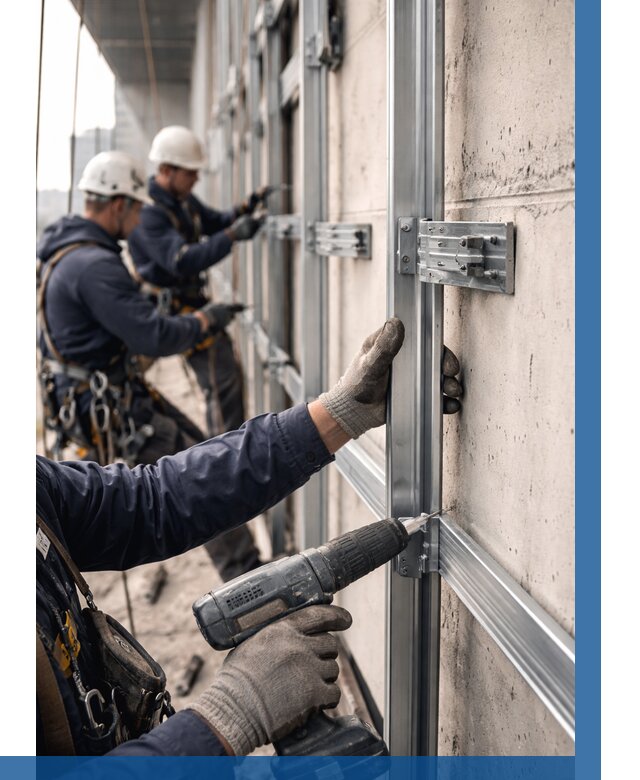 Монтаж подсистемы вентфасада в Березниках от 875 р. | ВЫСОТНИК-Брз