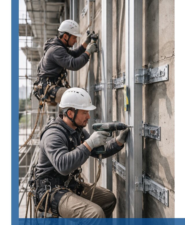 Монтаж и крепление подсистемы вентфасада в Березниках