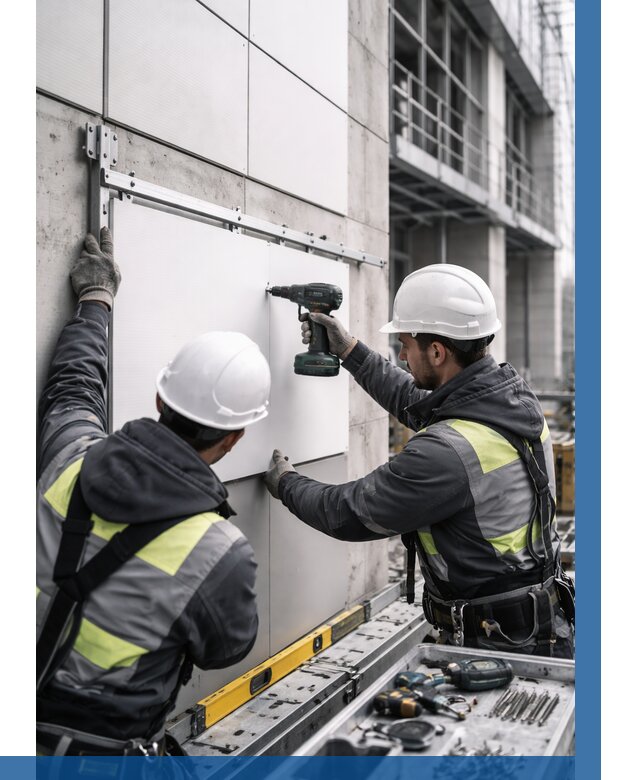 Монтаж композитных панелей фасада в Березниках от 2575 р. | ВЫСОТНИК-Брз