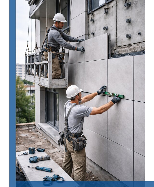 Монтаж керамогранита на фасад в Березниках под ключ с гарантией качества