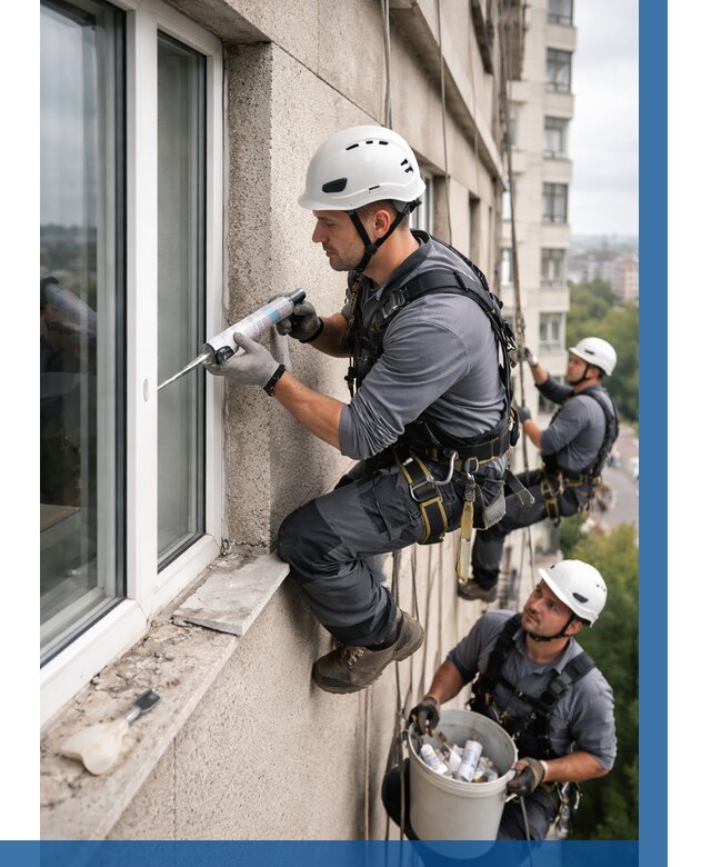 Герметизация оконных швов снаружи в Березниках от 1545 р. | ВЫСОТНИК-Брз