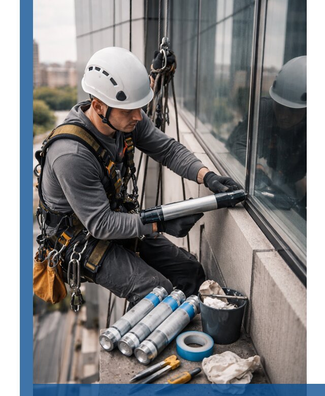 Герметизация стыков витража в Березниках для герметичных фасадов