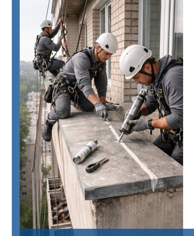 Герметизация балконного козырька в Березниках профессионально