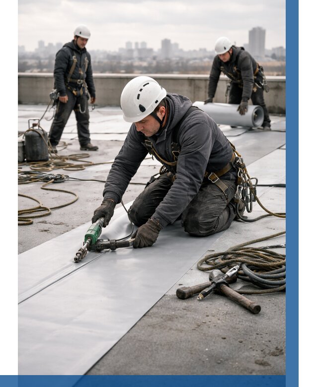 Ремонт мембранной кровли в Березниках от 1854 р./м2 | ВЫСОТНИК-Брз