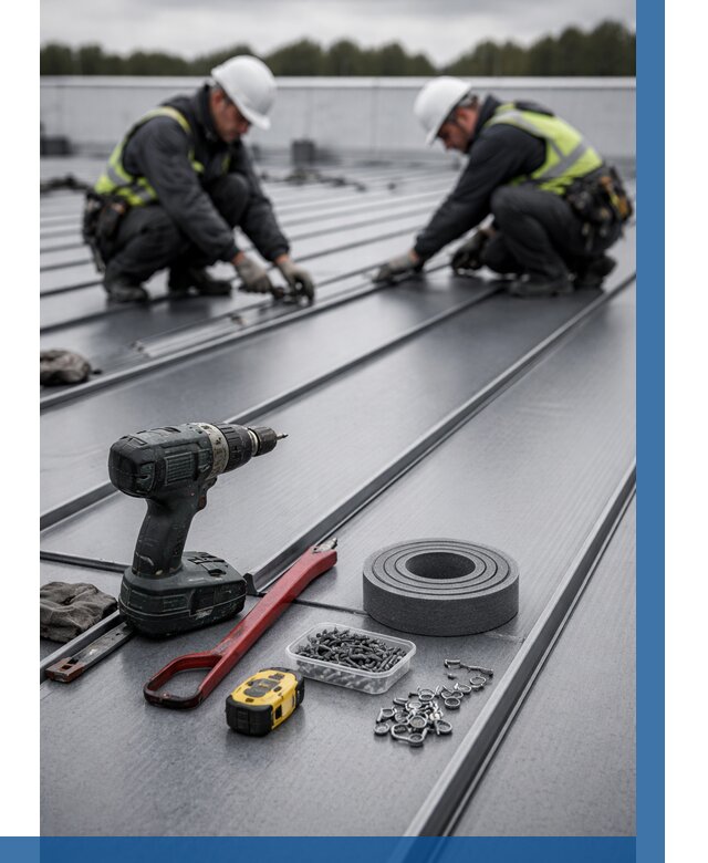 Монтаж фальцевой кровли в Березниках от 1854 р. | ВЫСОТНИК-Брз