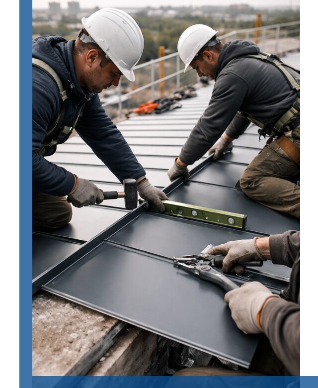 Монтаж фальцевой кровли в Березниках для промышленных зданий