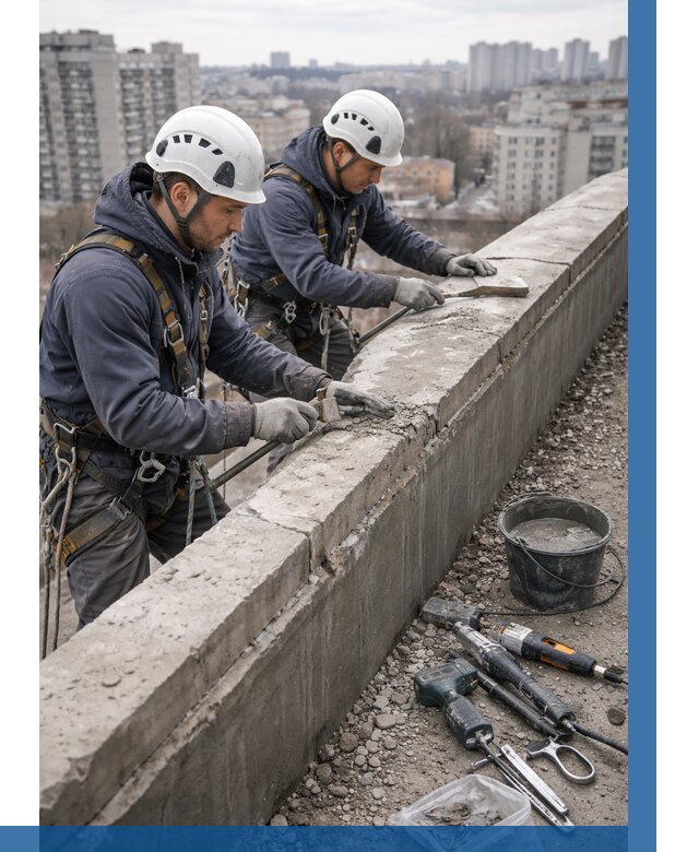 Ремонт парапета на кровле в Березниках от 1545 р. | ВЫСОТНИК-Брз