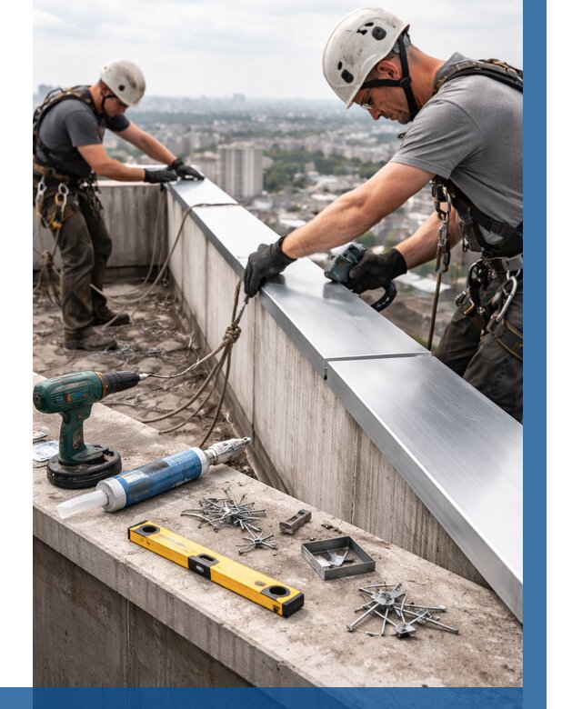 Монтаж парапетных крышек в Березниках от 824 р. | ВЫСОТНИК-Брз