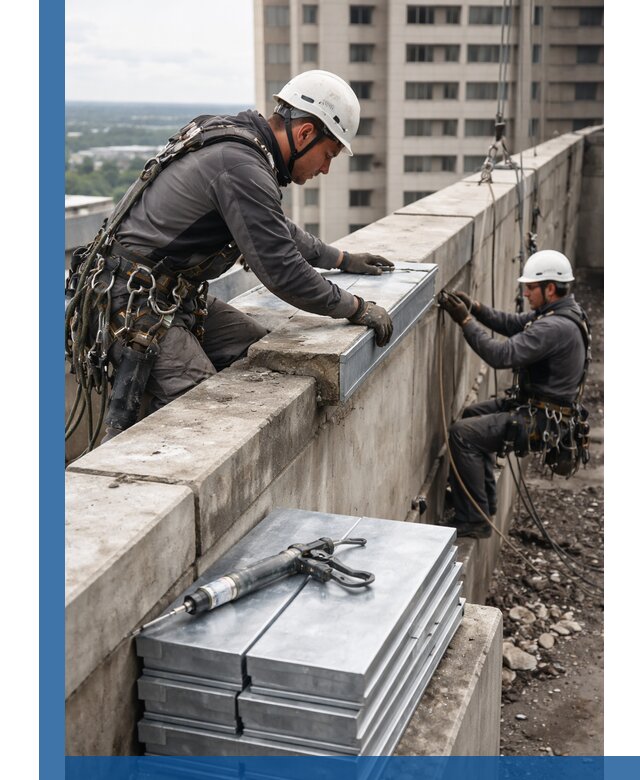Замена парапетных крышек и установка новых в Березниках