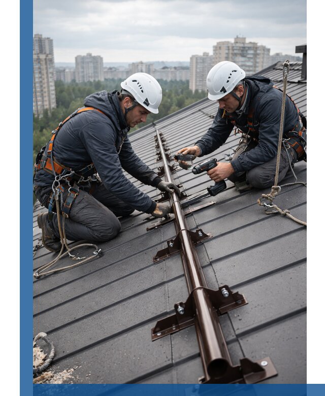 Монтаж снегозадержателей на кровле зданий в Березниках под ключ