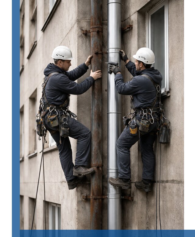 Замена водосточных труб в Березниках: монтаж и демонтаж под ключ