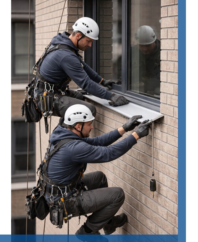 Монтаж оконных отливов под ключ в Березниках от 3605 р. | ВЫСОТНИК-Брз