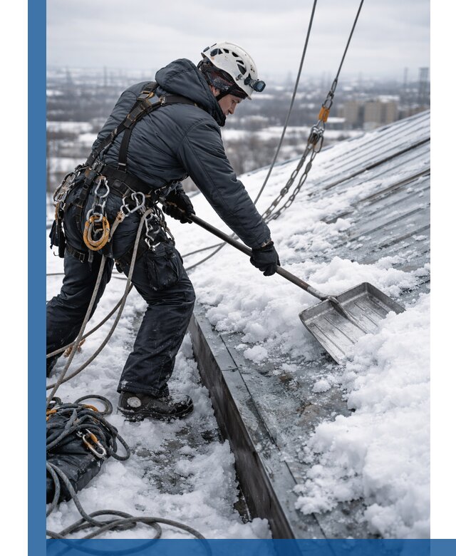 Профессиональная очистка кровли от снега и наледи в Березниках