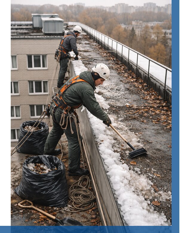 Очистка кровли по периметру в Березниках от 566 р. | ВЫСОТНИК-Брз