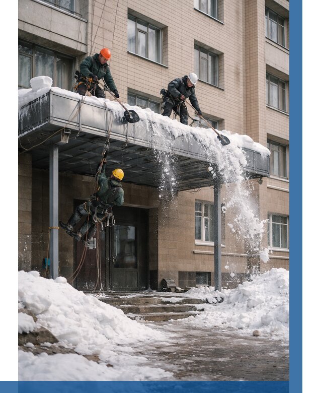 Очистка козырьков от снега в Березниках от 3605 р. | ВЫСОТНИК-Брз