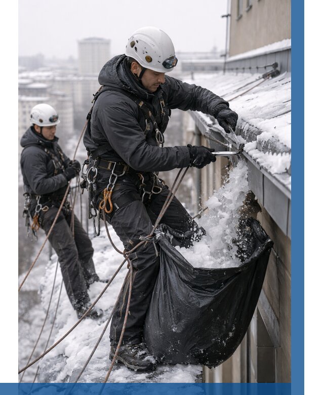 Аварийная очистка крыши в Березниках под ключ от 309 р. | ВЫСОТНИК-Брз