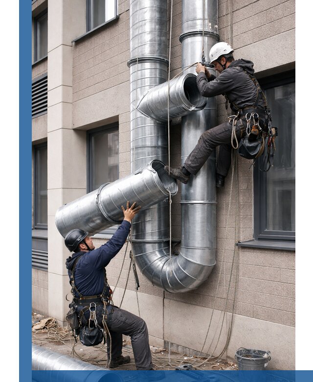 Монтаж фасадных воздуховодов в Березниках с герметизацией и крепежом