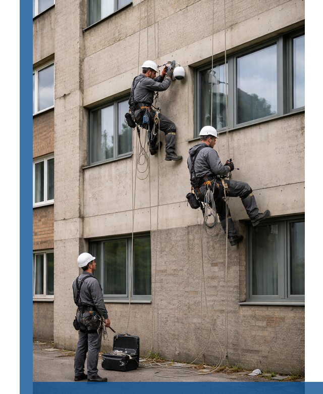 Монтаж фасадных камер видеонаблюдения в Березниках под ключ