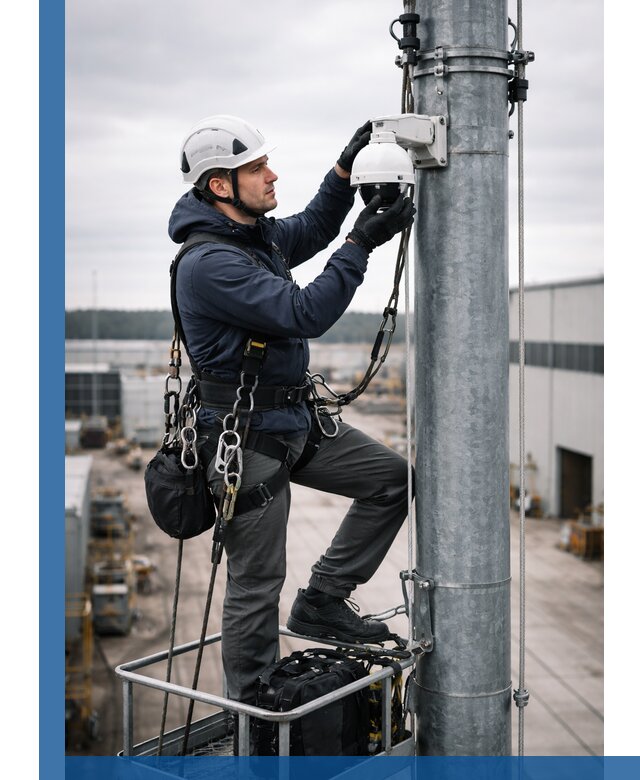 Профессиональная установка видеокамер на мачте в Березниках