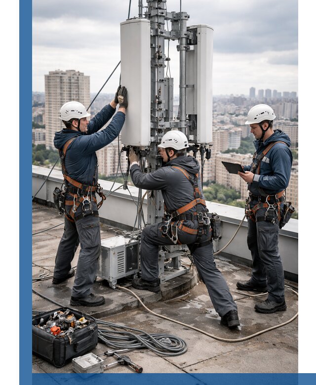 Монтаж антенн связи на крыше в Березниках с вводом в эксплуатацию