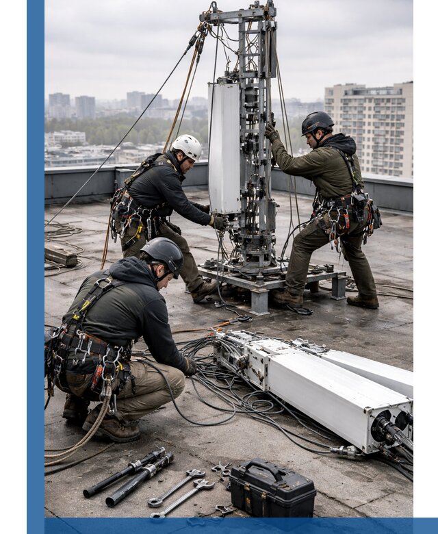 Демонтаж антенн на крыше зданий в Березниках с гарантией