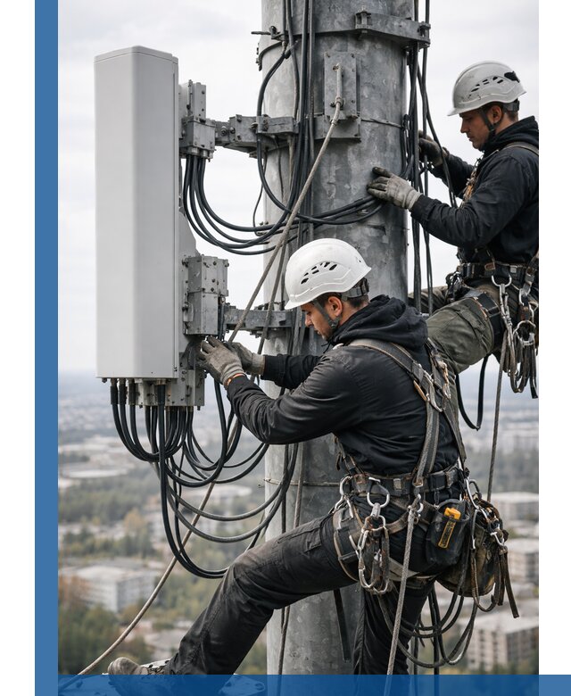 Монтаж оборудования связи на мачте в Березниках с пусконаладкой