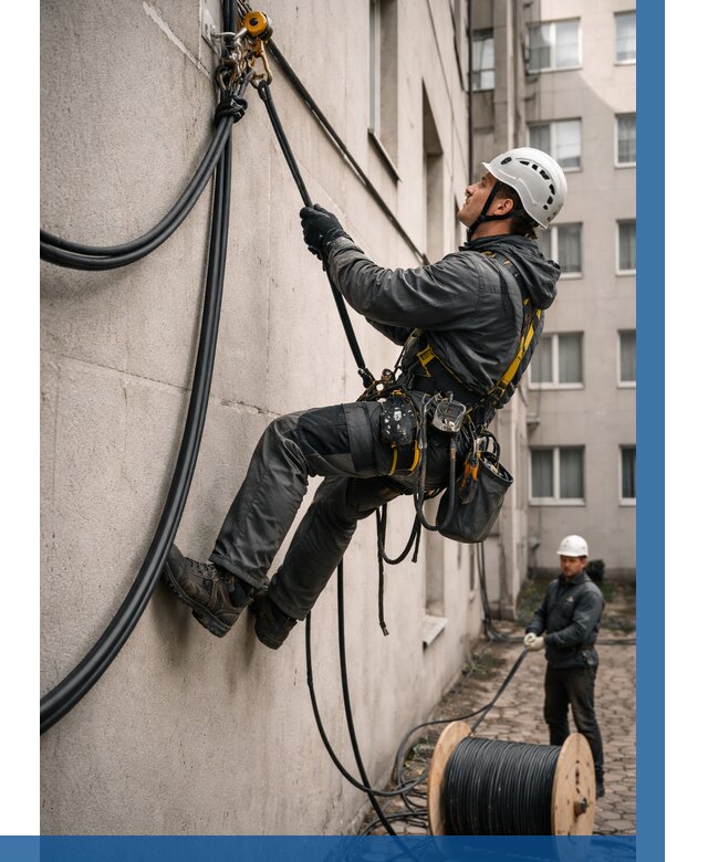 Протяжка кабеля питания на высоте в Березниках от 463 р. | ВЫСОТНИК-Брз