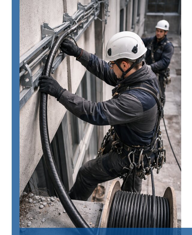 Протяжка кабеля питания на высоте в Березниках с гарантией безопасности и качества