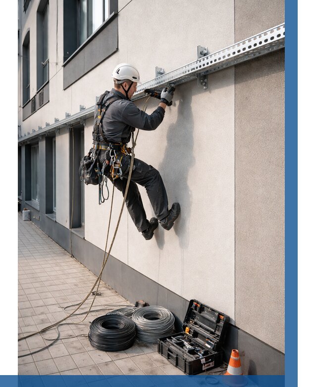 Монтаж кабельных лотков на фасаде в Березниках от 1236 р. | ВЫСОТНИК-Брз