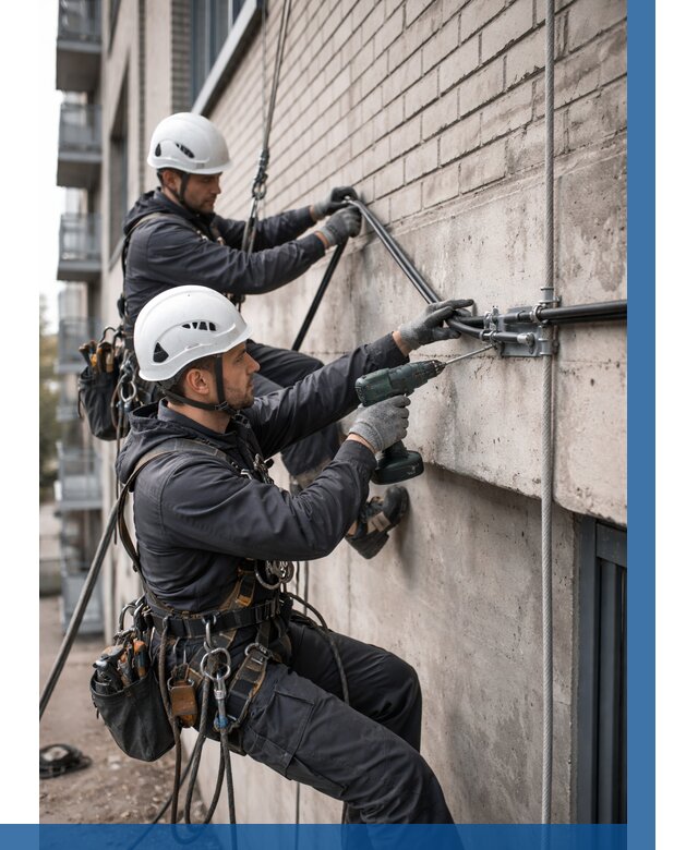 Крепление кабеля на фасаде в Березниках от 360 р. | ВЫСОТНИК-Брз