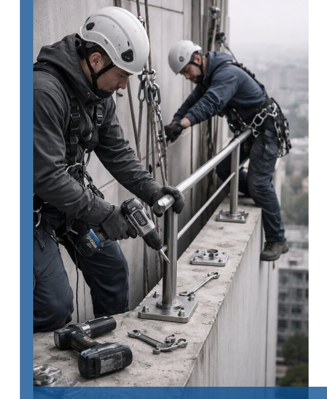 Монтаж перил на высоте в Березниках для жилых и промобъектов