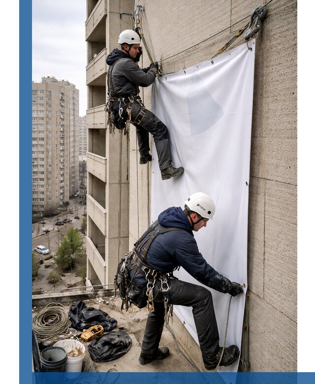 Профессиональный монтаж баннеров на фасаде в Березниках